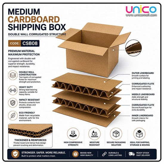 Heavy Duty Medium Cardboard Shipping Box 44.5×32×33cm Carton Box