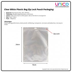 Clear Zip Lock Plastic Bag 16x24cm (100pcs/Pack) – Reusable Packaging Pouch