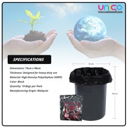 Heavy Duty HDPE Garbage Bags 74cm x 90cm – 10 Pack of Black Rubbish Bags