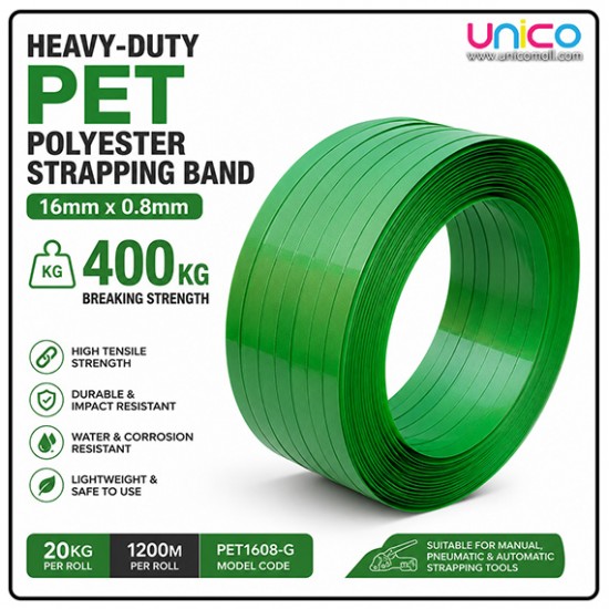 Heavy-Duty PET Strapping Band 16mm x 0.8mm 400kg Tensile Strength