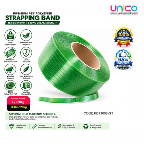 Premium PET Polyester Strapping Band 16mm x 0.8mm 520KG Heavy Duty
