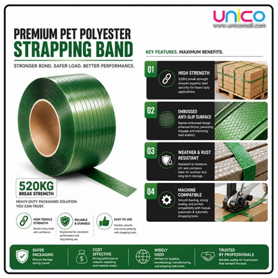 Premium PET Polyester Strapping Band 16mm x 0.8mm 520KG Heavy Duty