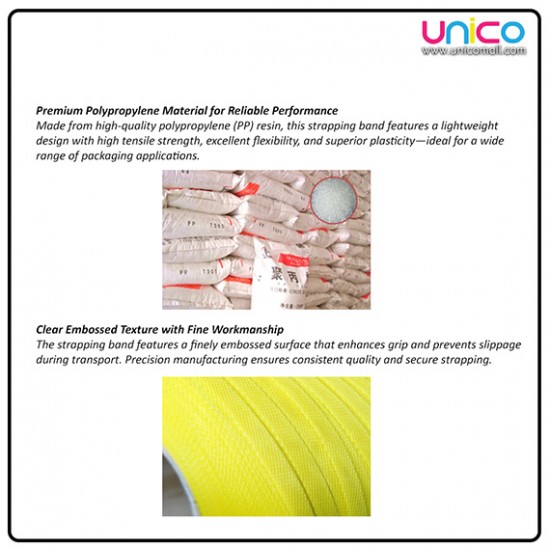 Heavy Duty PP Strapping Roll 12mm x 0.7mm x 1800m – White/Yellow Band for Parcel & Warehouse Packing Heavy Duty PP Strapping Roll 12mm x 0.7mm x 1800m – White/Yellow Band for Parcel & Warehouse Packing