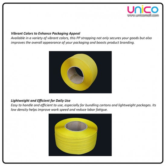 Heavy Duty PP Strapping Roll 12mm x 0.7mm x 1800m – White/Yellow Band for Parcel & Warehouse Packing Heavy Duty PP Strapping Roll 12mm x 0.7mm x 1800m – White/Yellow Band for Parcel & Warehouse Packing
