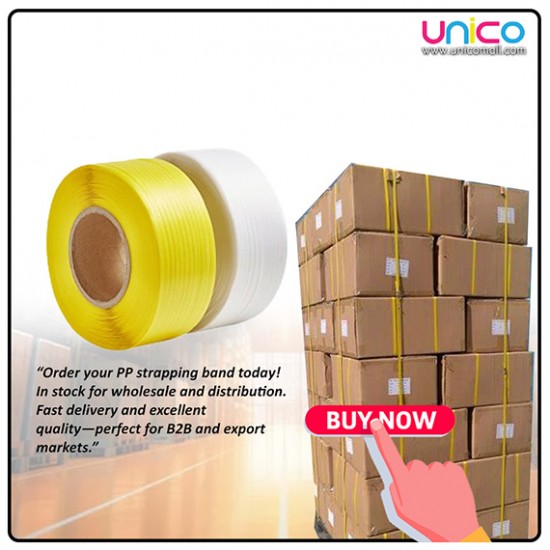 Heavy Duty PP Strapping Roll 12mm x 0.7mm x 1800m – White/Yellow Band for Parcel & Warehouse Packing Heavy Duty PP Strapping Roll 12mm x 0.7mm x 1800m – White/Yellow Band for Parcel & Warehouse Packing