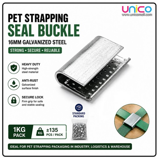 16mm PET Strapping Seal Buckle Galvanized Steel Clips 1kg Pack