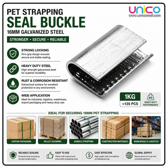 16mm PET Strapping Seal Buckle Galvanized Steel Clips 1kg Pack