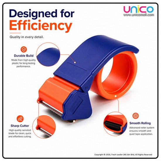 Unicomall 48mm Plastic Tape Dispenser: Efficient Width Size Cutter for Packaging